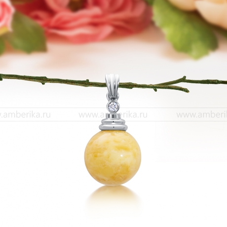 Кулон из серебра 925 пробы, украшенный природным лимонным янтарем