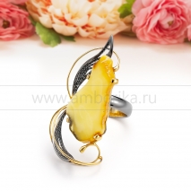 Кольцо из серебра 925 пробы с лимонным балтийским янтарем 