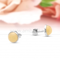 Пуссеты из серебра 925 пробы, украшенные лимонным янтарем 