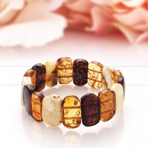 Браслет классический из природного Балтийского янтаря "микс" 