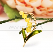 Брошь из серебра 925 пробы с лимонным янтарем 