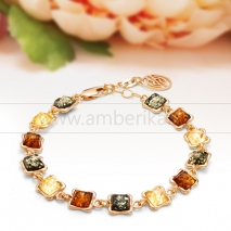 Браслет из серебра с позолотой с природным балтийским янтарем 