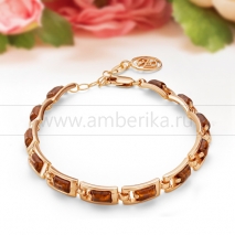 Браслет из серебра с позолотой с коньячным балтийским янтарем 