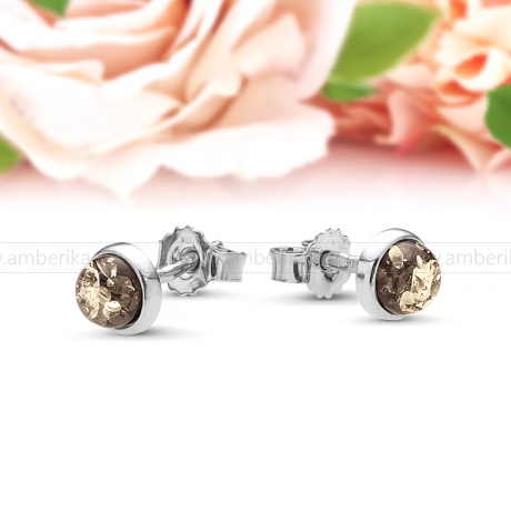 Пусеты из серебра 925 пробы, украшенные зеленым природным янтарем