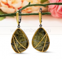 Серьги из серебра с природным балтийским янтарем 