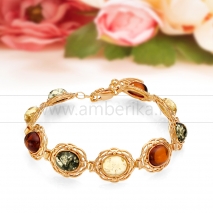 Браслет из натурального балтийского янтаря в серебре 