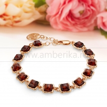 Браслет из серебра с коньячным балтийским янтарем 