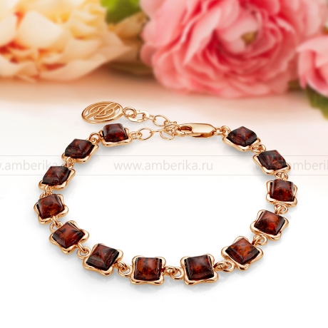 Браслет из серебра с коньячным балтийским янтарем