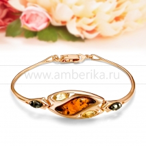 Браслет из натурального балтийского янтаря в серебре 