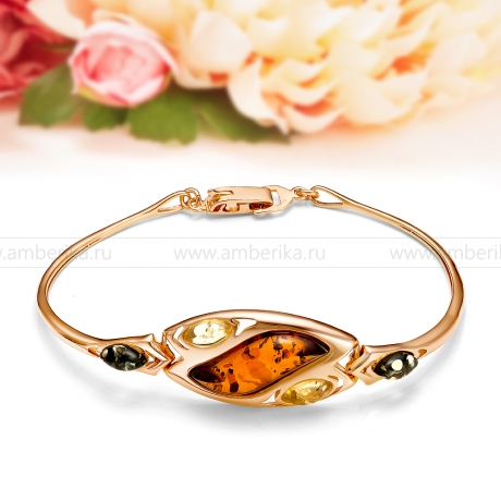 Браслет из натурального балтийского янтаря в серебре