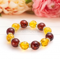 Браслет классический "микс" из балтийского янтаря со стразами 