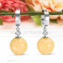 Серьги из серебра 925 пробы с лимонным балтийским янтарем 