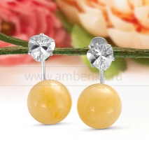Серьги "Диор" из серебра 925 пробы с лимонным балтийским янтарем 