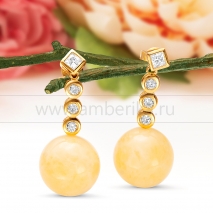 Серьги из серебра 925 пробы с лимонным балтийским янтарем 