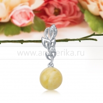 Кулон из серебра 925 пробы, украшенный лимонным балтийским янтарем 