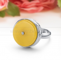 Кольцо из серебра 925 пробы с лимонным природным балтийским янтарем 