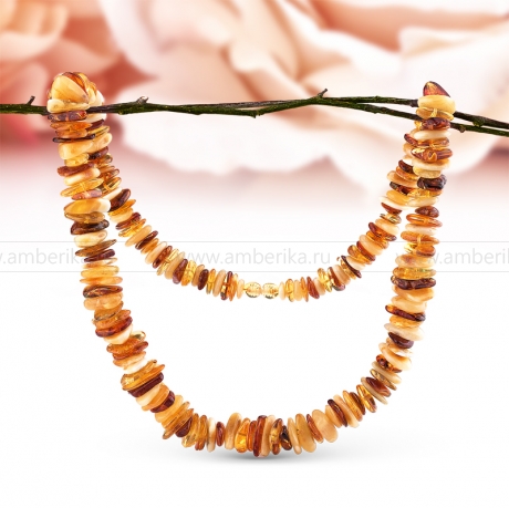 Ожерелье из балтийского природного янтаря цвета 