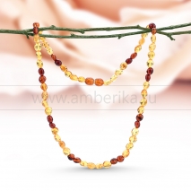 Ожерелье из натурального балтийского янтаря цвета "микс" 