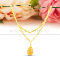 Ожерелье c кулоном из лимонного натурального балтийского янтаря 