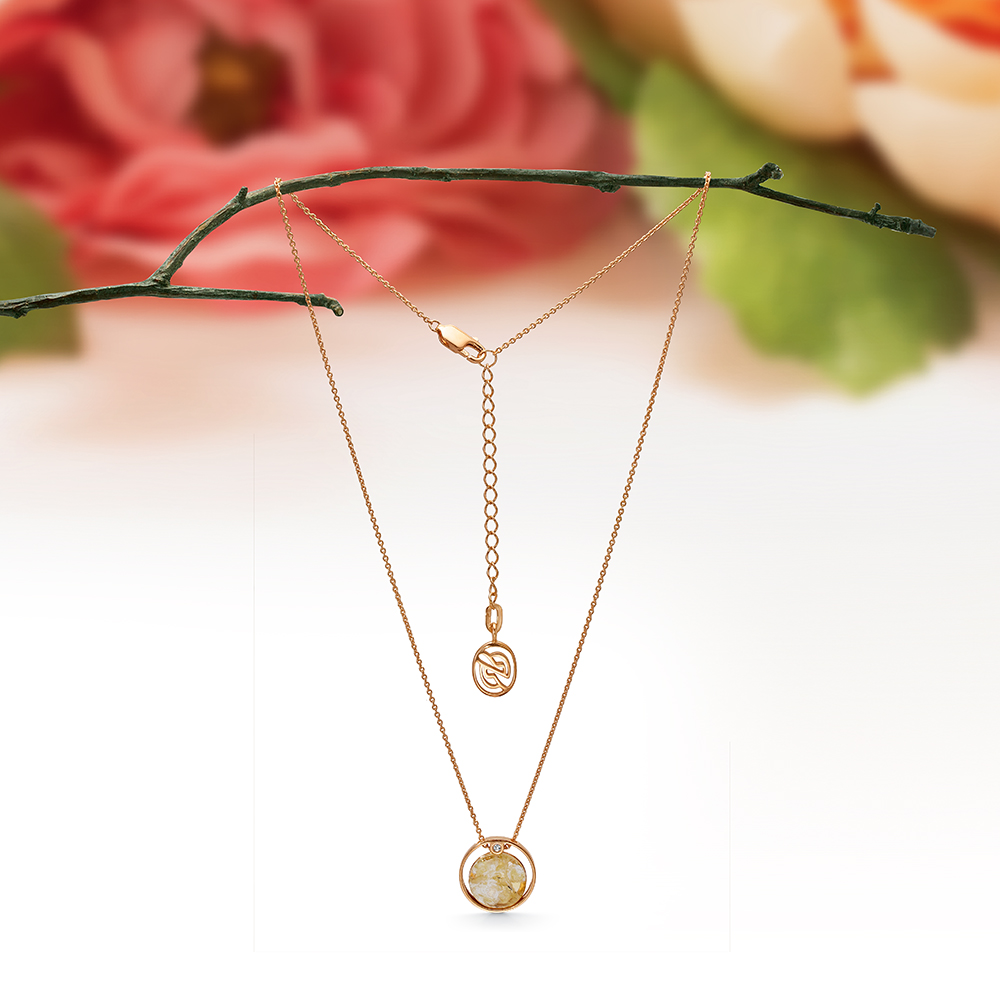 Колье из серебра 925 пробы с императорским природным балтийским янтарем, артикул 12617