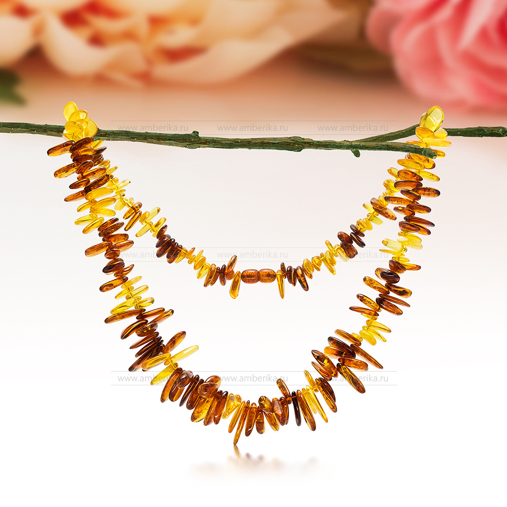 Ожерелье "микс" из натурального балтийского янтаря, артикул 12700