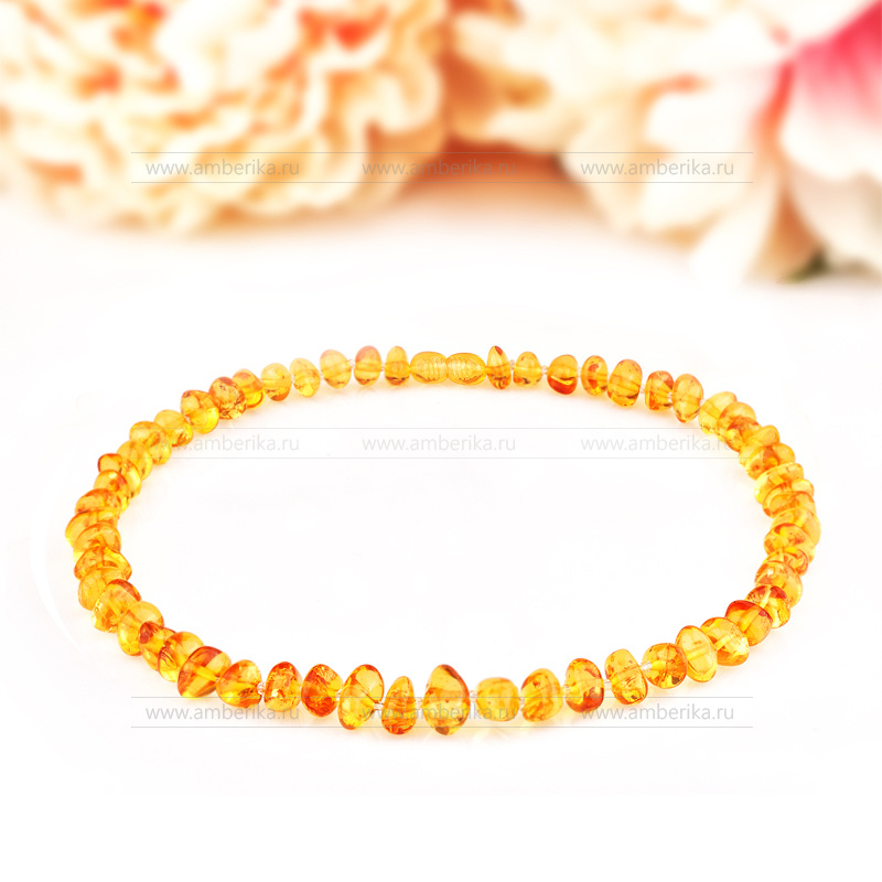 Ожерелье из золотистого балтийского природного янтаря, артикул 2189