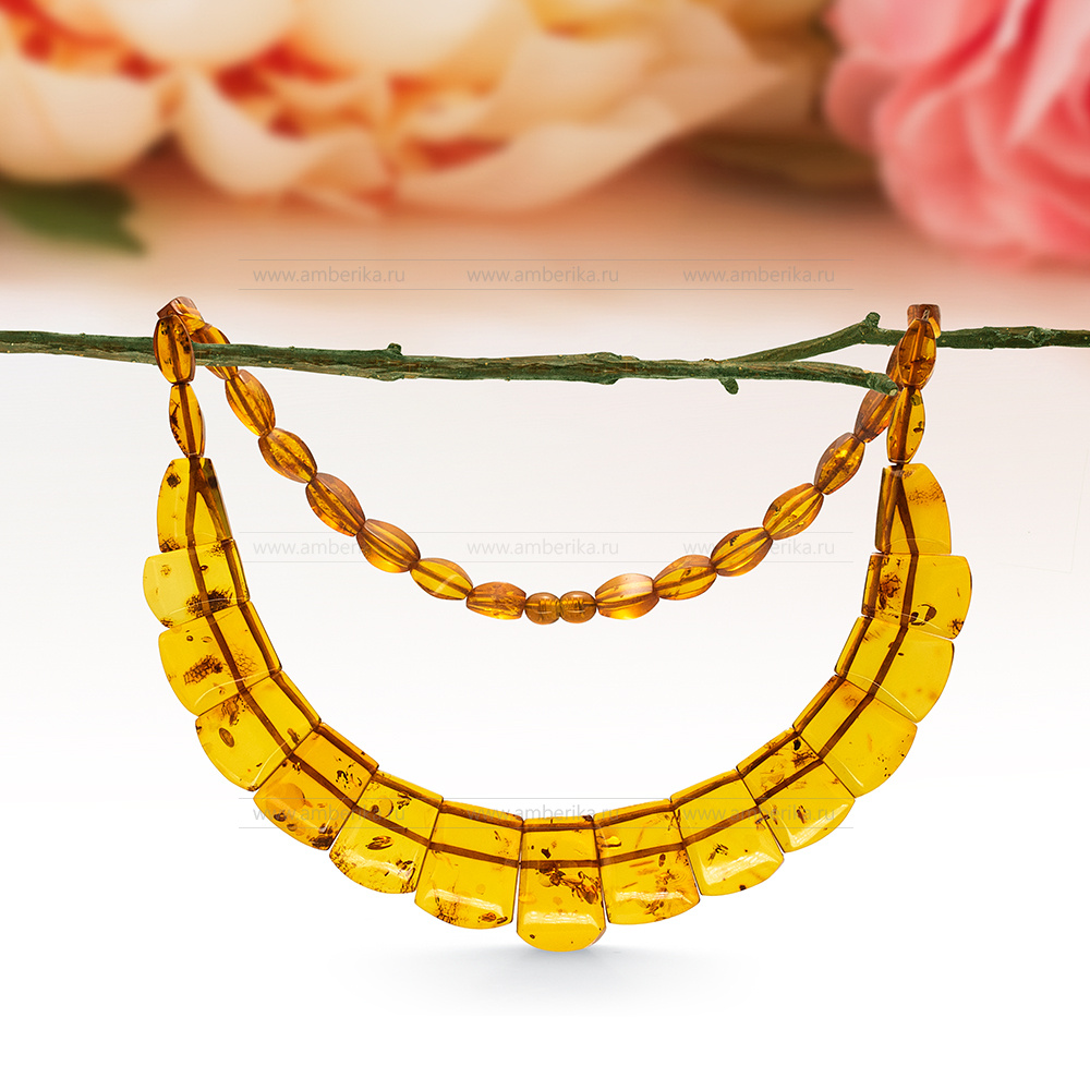 Ожерелье из коньячного природного балтийского янтаря, артикул 12662