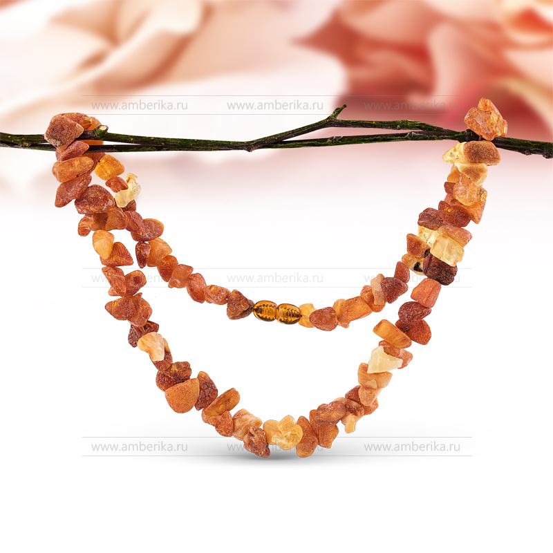 Ожерелье из натурального необработанного балтийского янтаря, артикул 12490