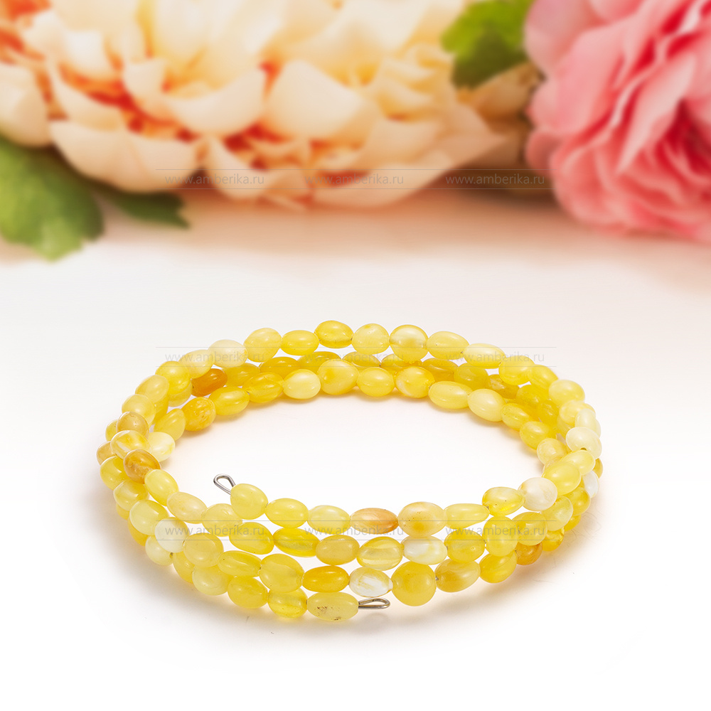 Браслет классический из природного лимонного Балтийского янтаря, артикул 2080