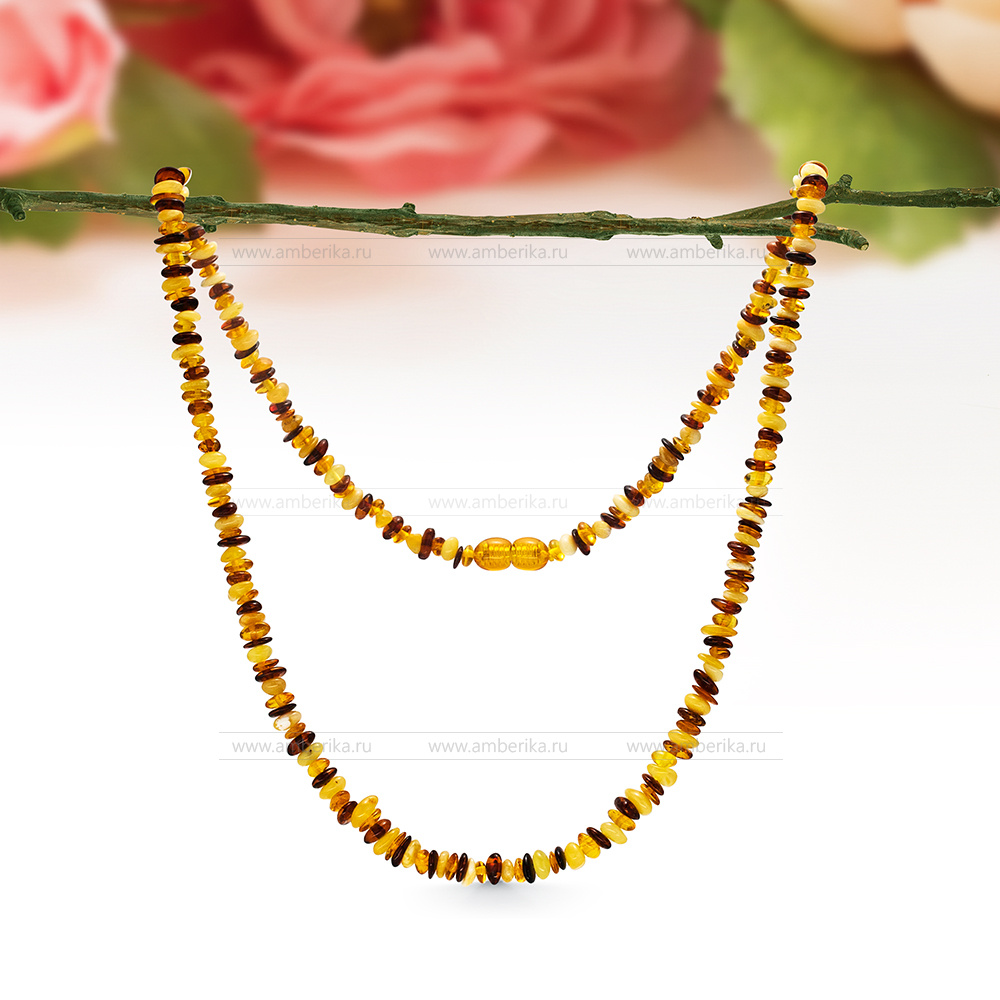 Ожерелье "микс" из натурального балтийского янтаря, артикул 12690