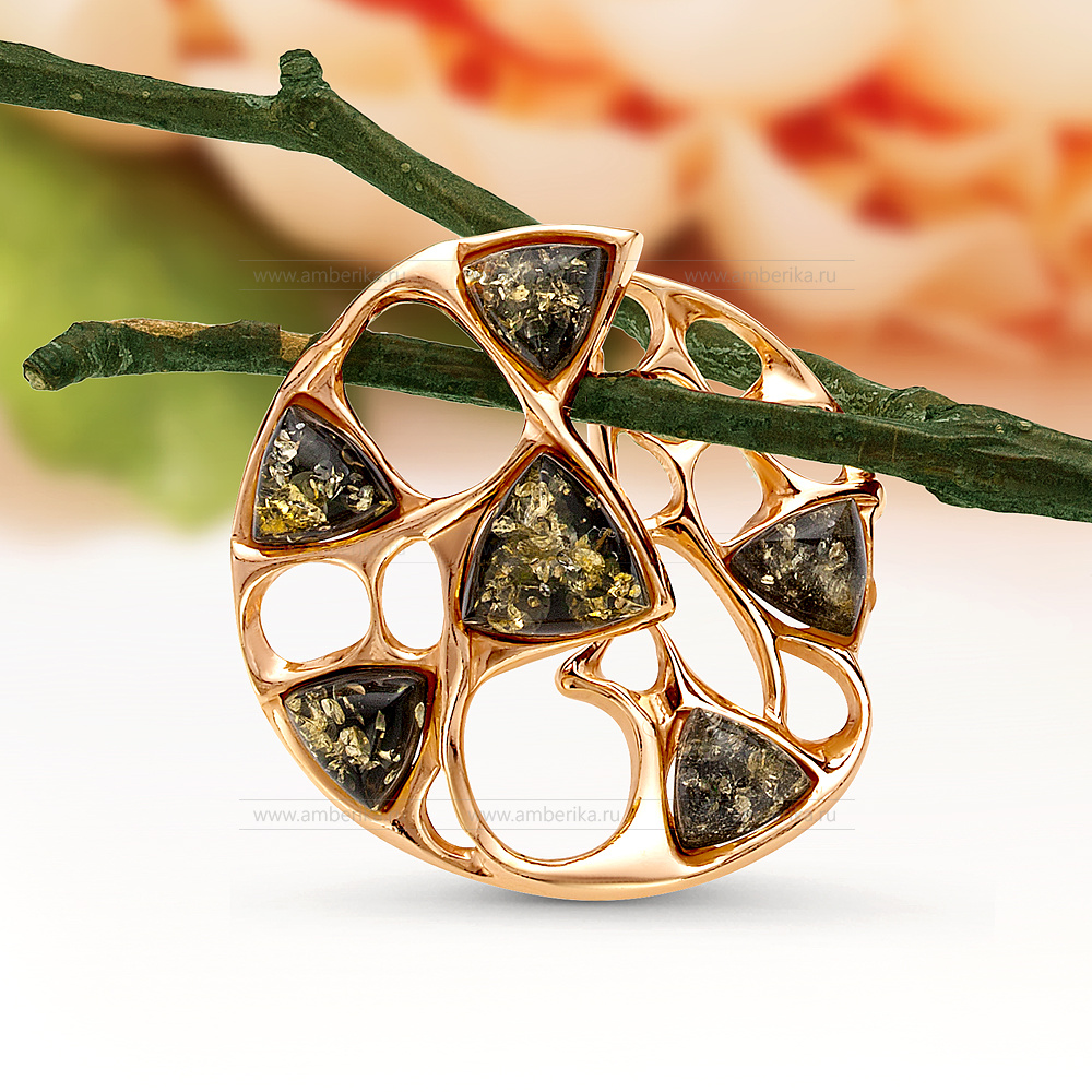 Кулон из серебра с балтийским янтарем, артикул 11969