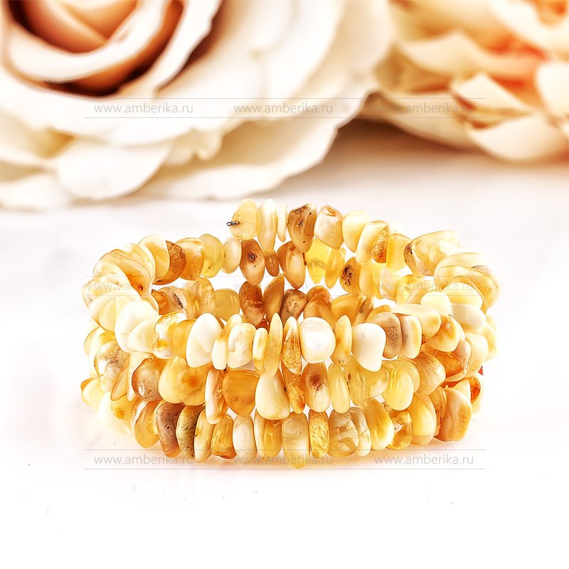 Браслет классический из лимонного природного балтийского янтаря, артикул 11363