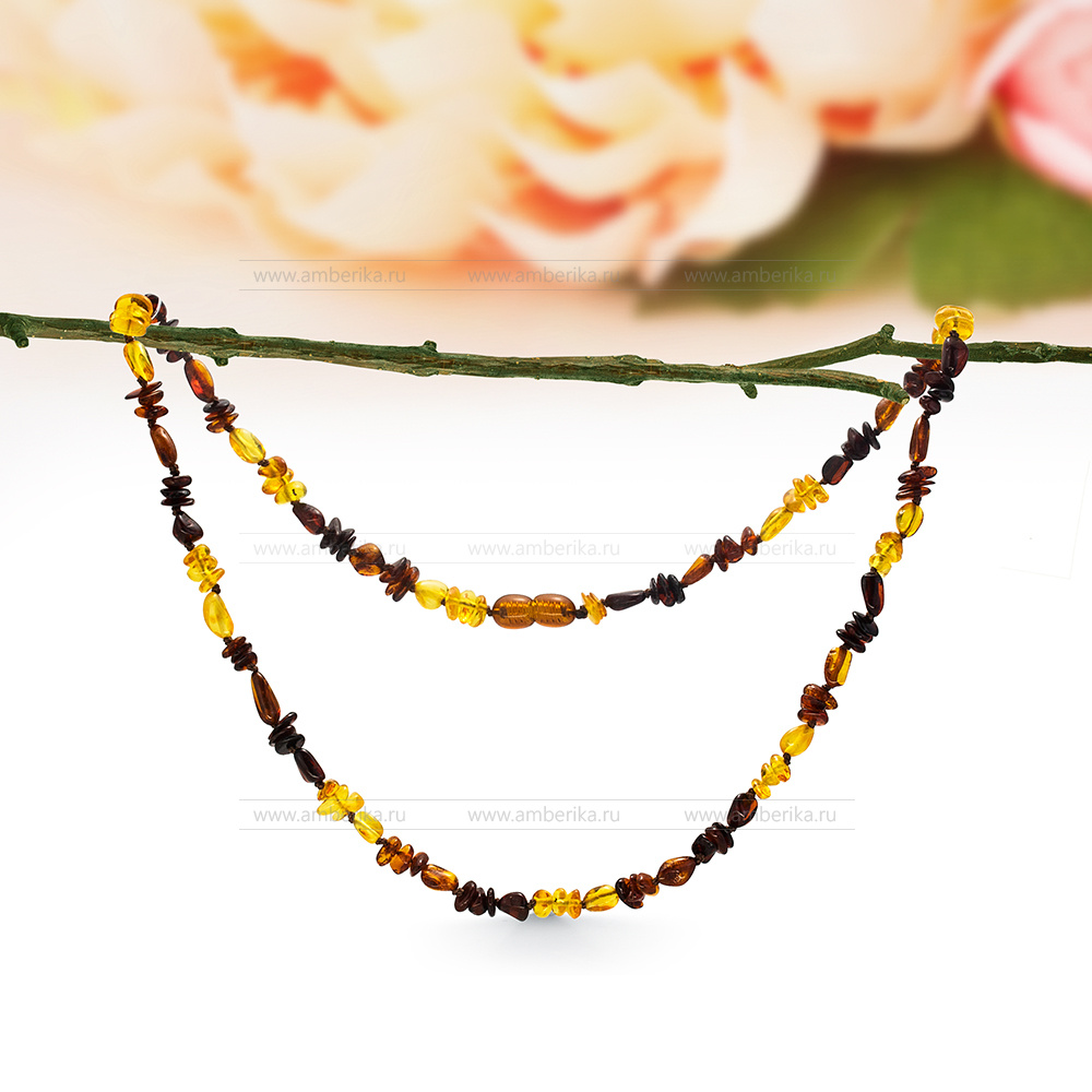 Ожерелье "микс" из натурального балтийского янтаря, артикул 12692