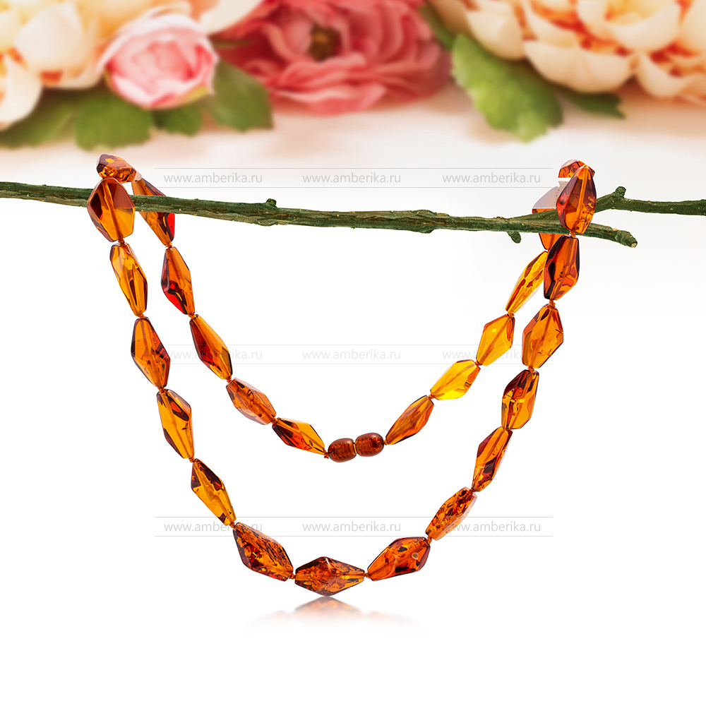 Ожерелье из коньячного балтийского янтаря, артикул 12513