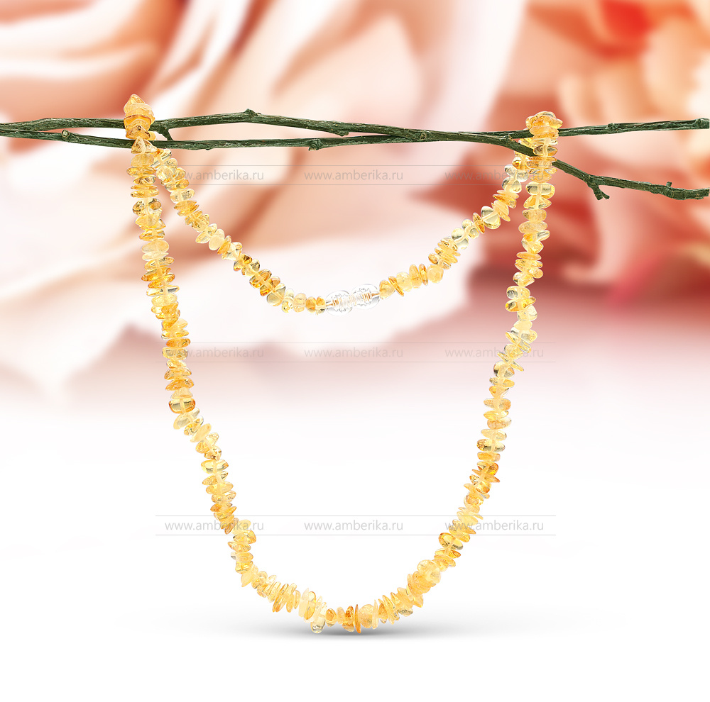 Ожерелье из натурального золотистого балтийского янтаря, артикул 2258