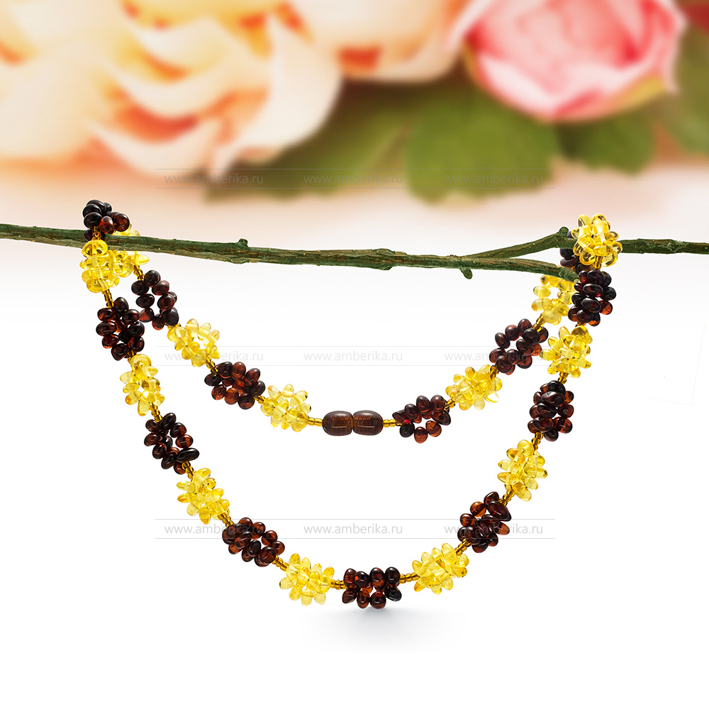Ожерелье "микс" из натурального балтийского янтаря, артикул 12695