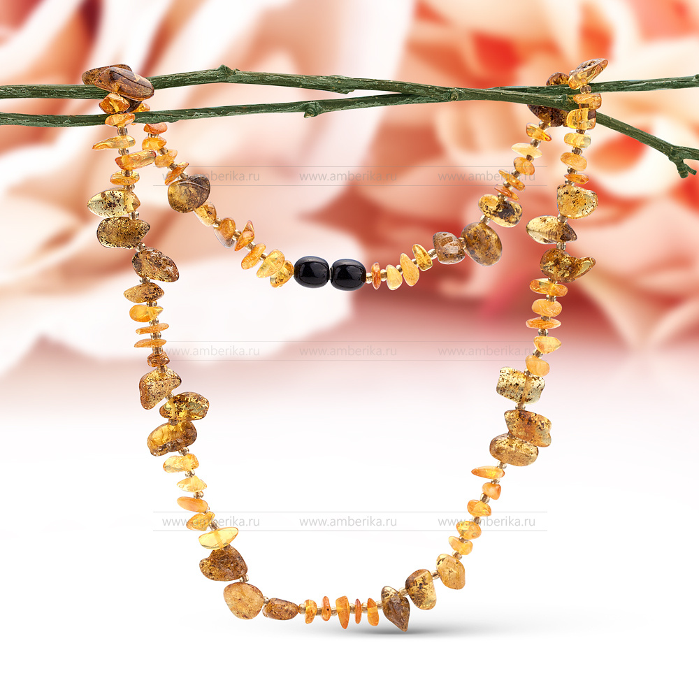 Ожерелье "микс" из балтийского природного янтаря, артикул 2115