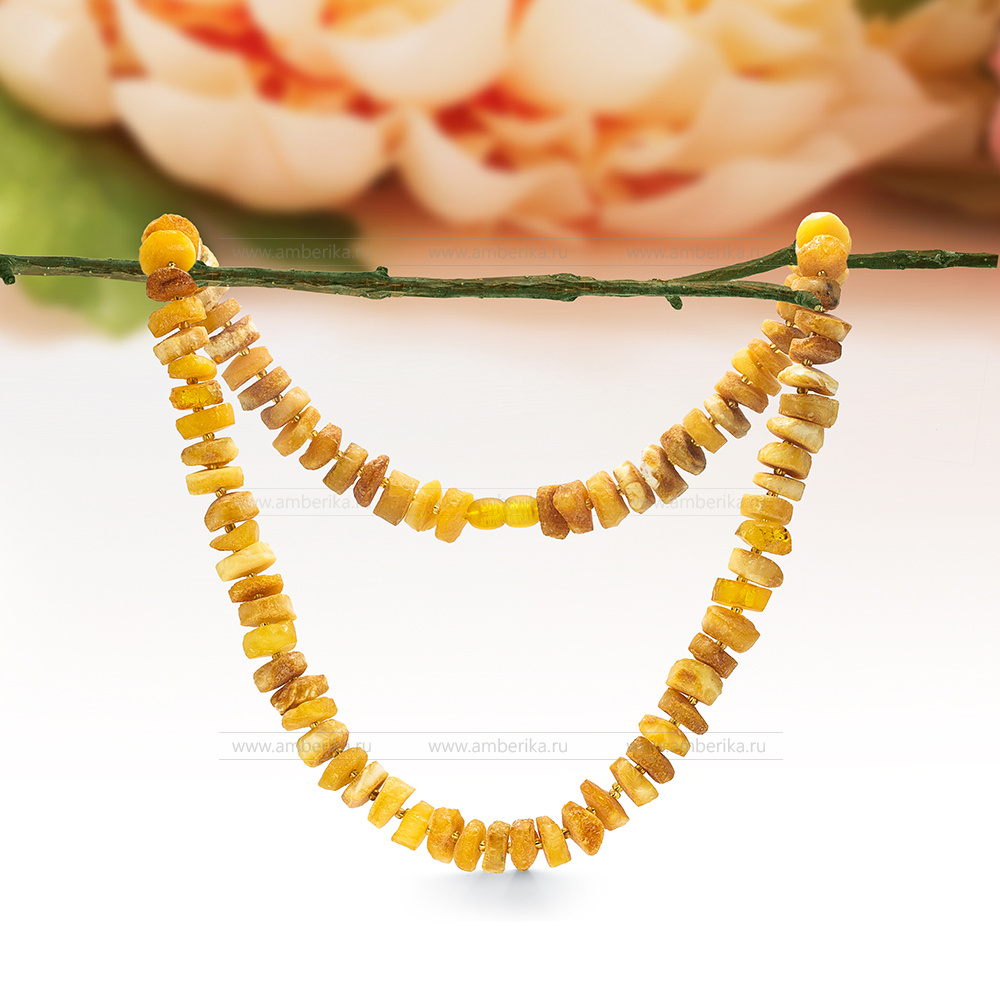 Ожерелье из лимонного натурального балтийского янтаря, артикул 11377