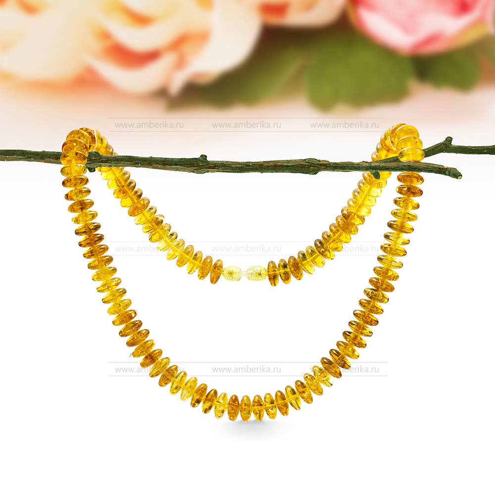 Ожерелье из золотистого природного балтийского янтаря, артикул 12667