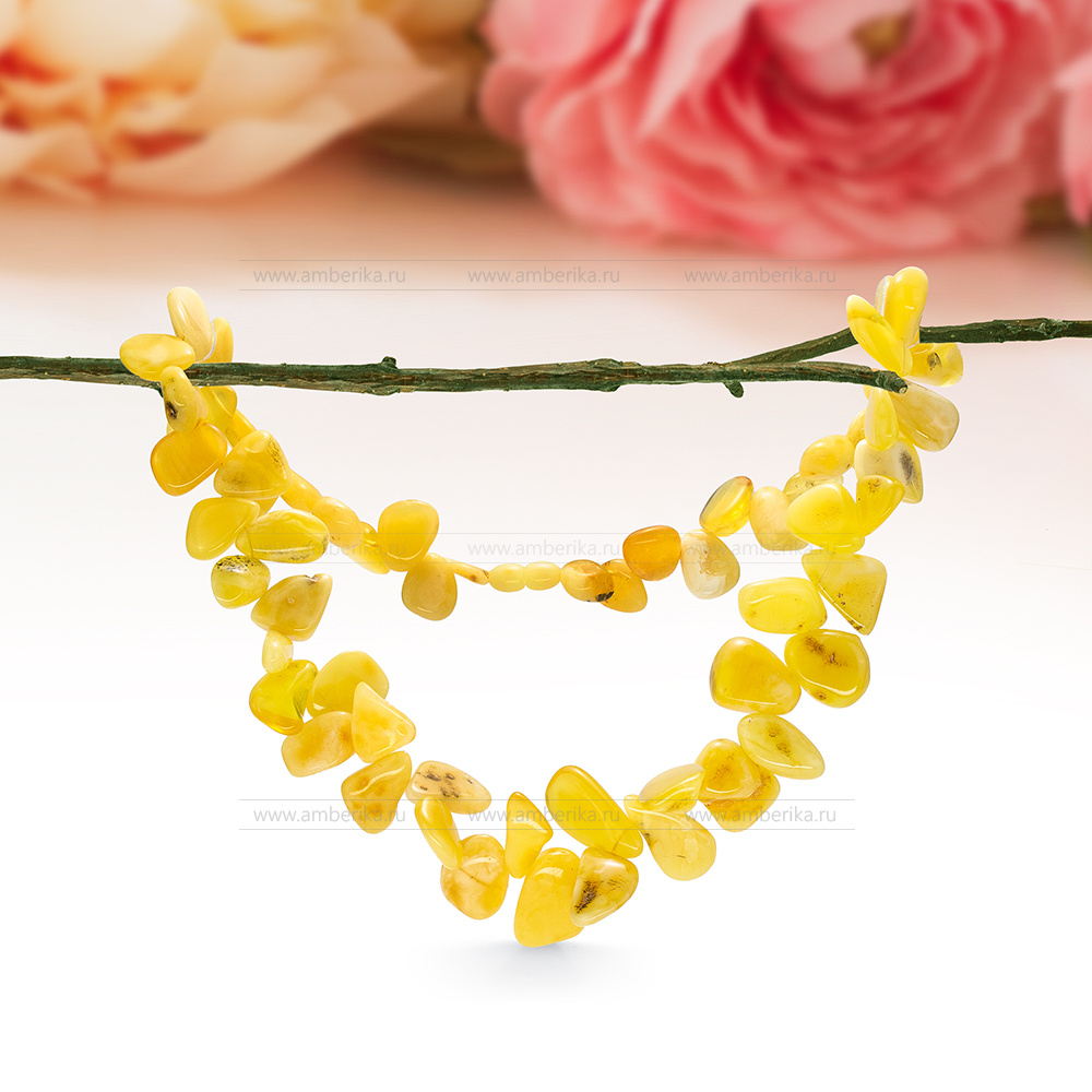 Ожерелье из лимонного натурального балтийского янтаря, артикул 10925