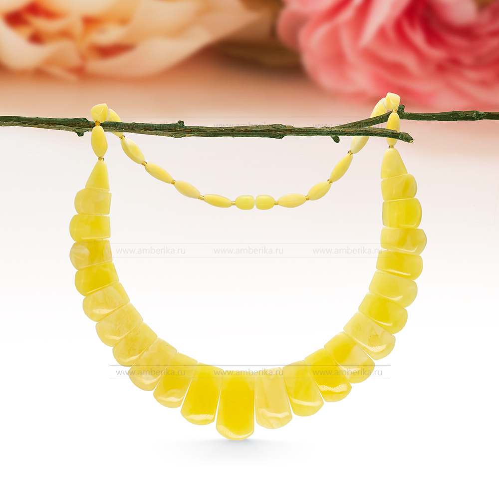 Ожерелье из натурального лимонного балтийского янтаря, артикул 12655