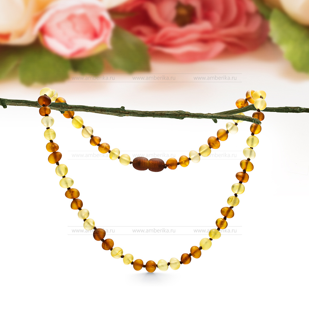 Детское ожерелье "микс" из натурального балтийского янтаря, артикул 12683