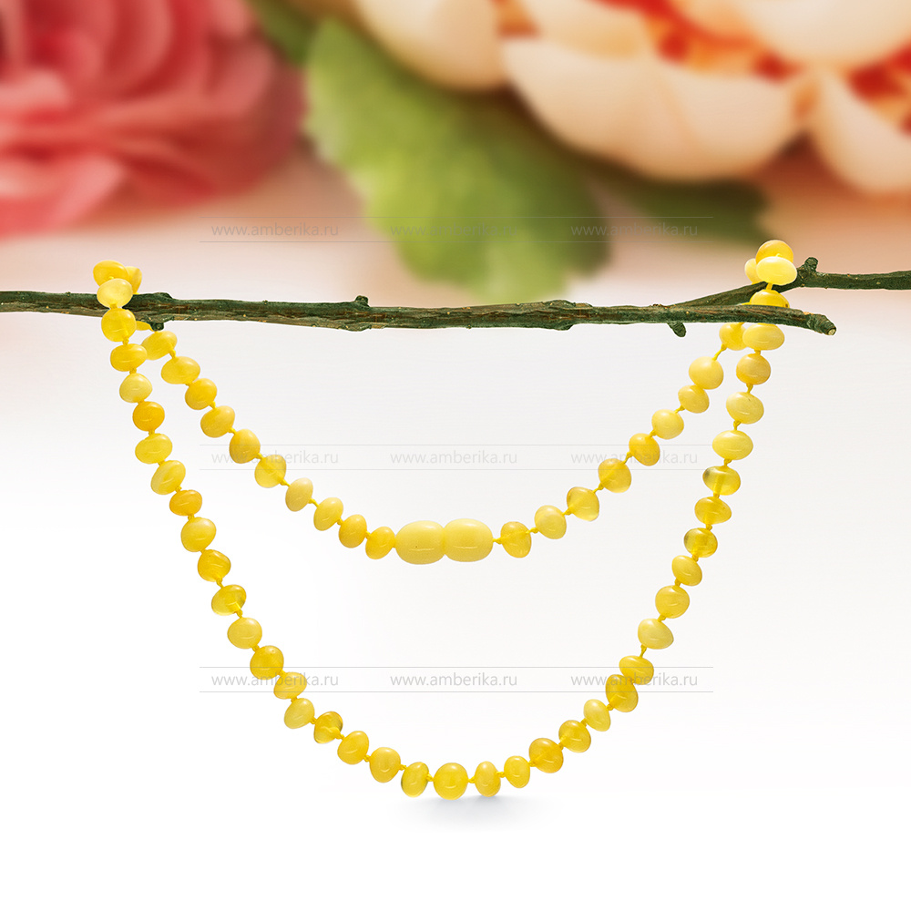 Детское ожерелье из лимонного натурального балтийского янтаря, артикул 12686