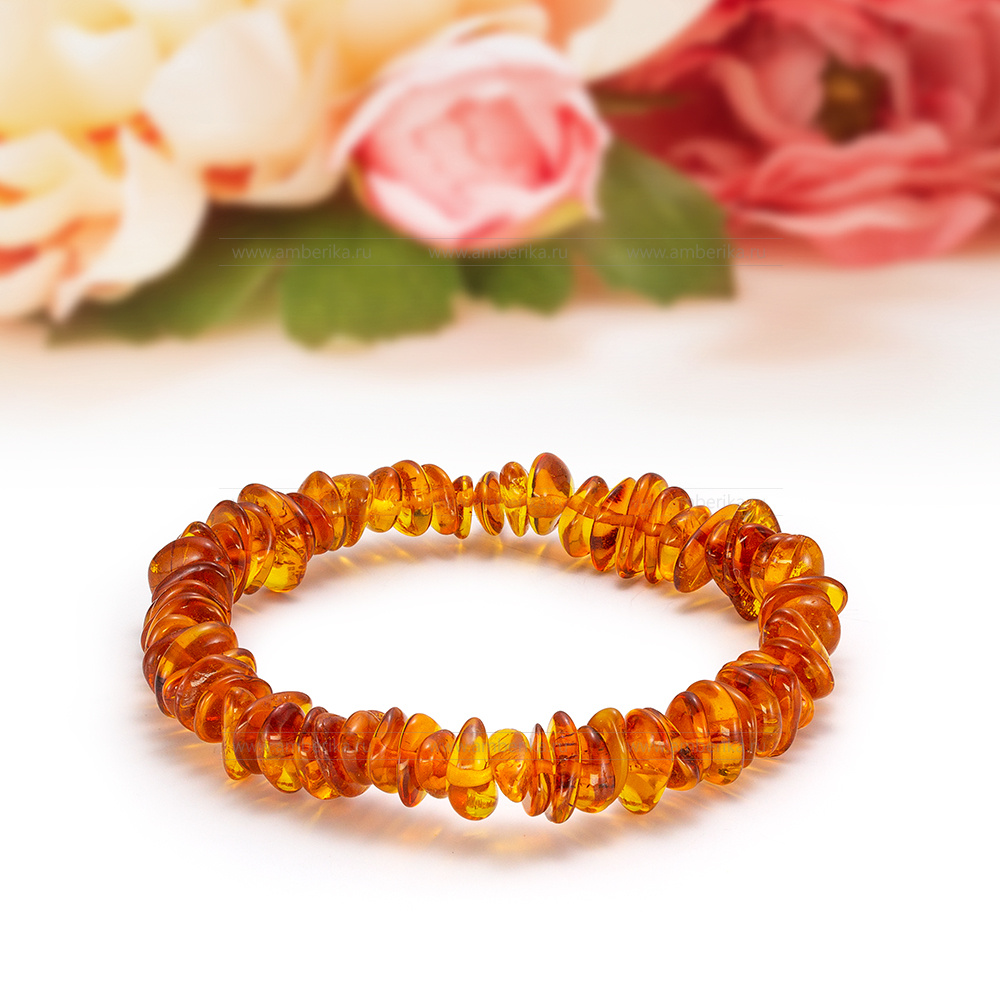 Браслет классический из коньячного природного балтийского янтаря, артикул 12511