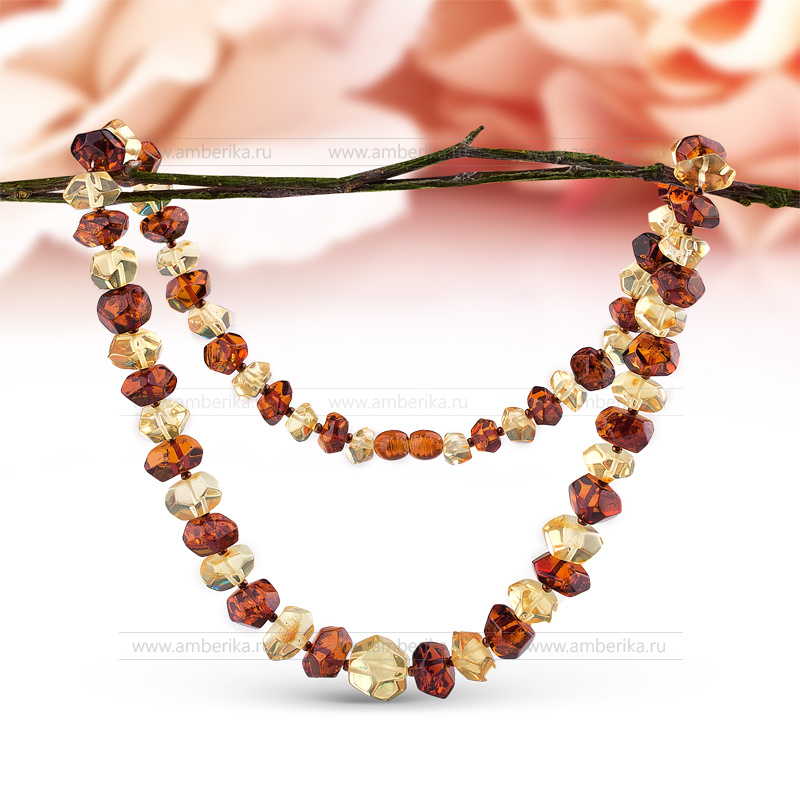 Ожерелье "микс" из балтийского природного янтаря, артикул 2125