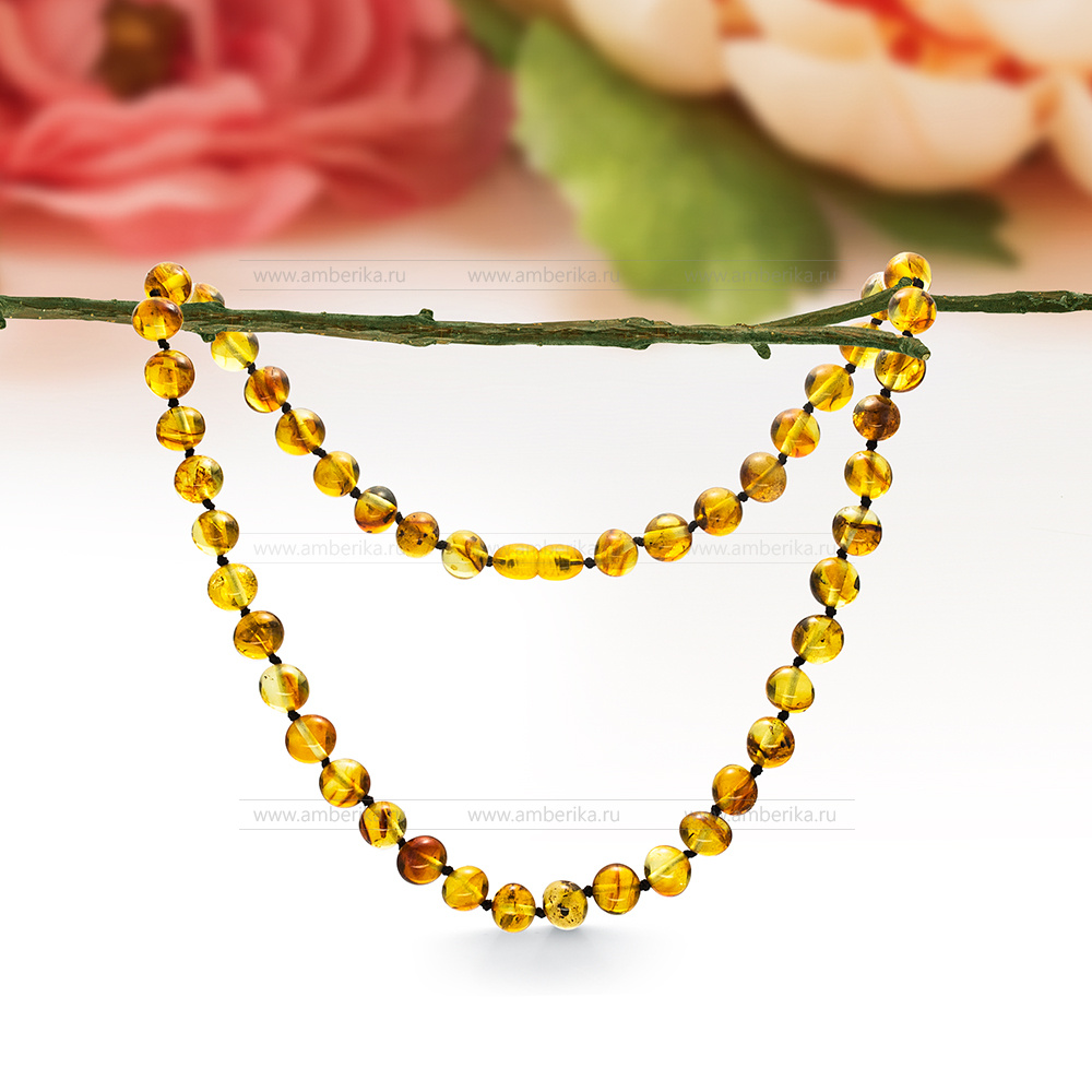 Ожерелье из золотистого природного балтийского янтаря, артикул 12661