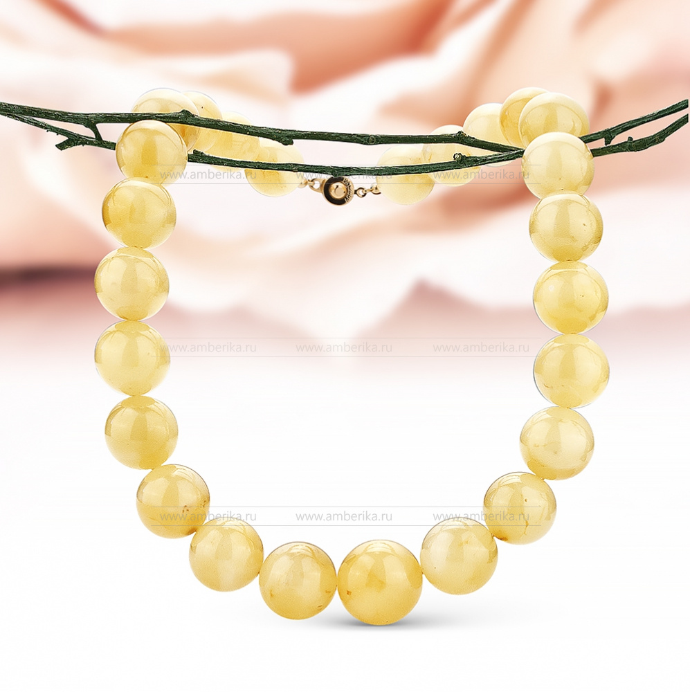 Ожерелье из лимонного натурального балтийского янтаря, артикул 10958