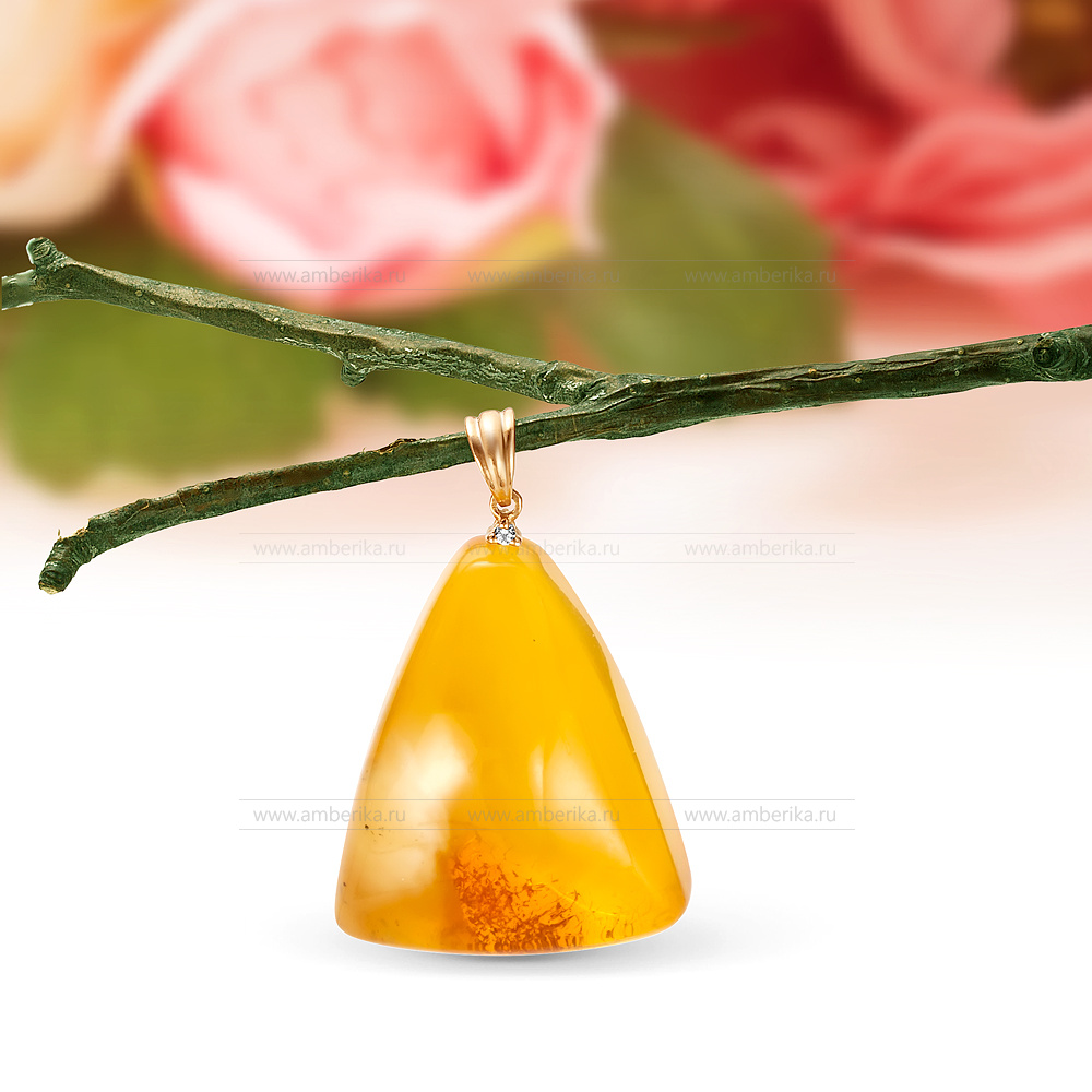 Кулон из серебра с балтийским янтарем, артикул 11874