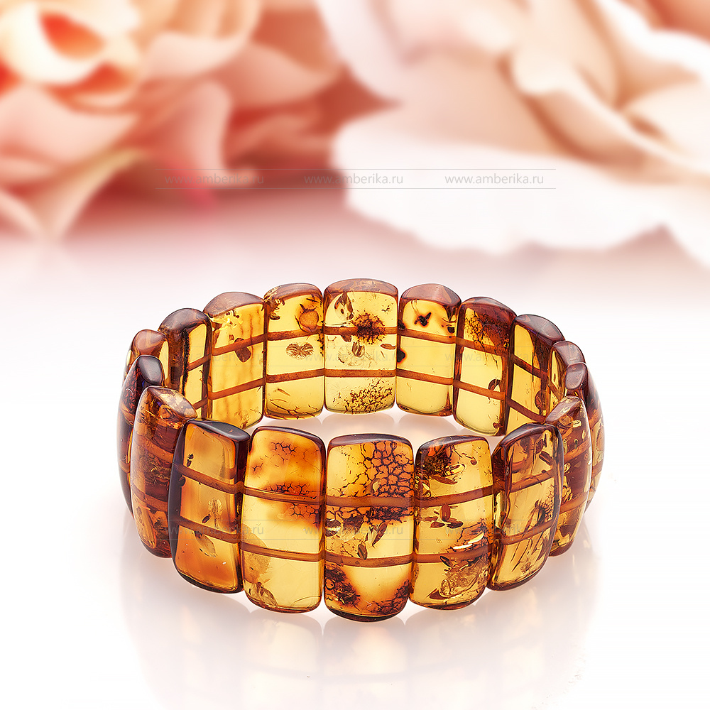 Браслет классический из природного коньячного балтийского янтаря., артикул 2070