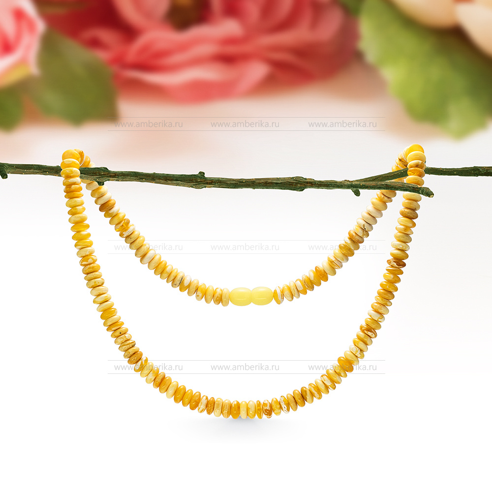 Ожерелье из лимонного натурального балтийского янтаря, артикул 12259